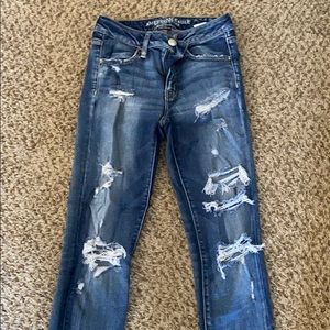 stretchy high rise holey skinny jeans